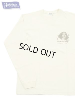 画像1: 【 Pherrow's（フェローズ） 】　プリント L/S T-Shirts　[ ARMY & NAVY SHOP ] [ S.WHITE ]【 メール便可 】