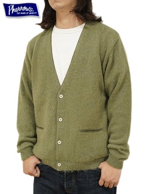 画像1: 【 Pherrow's（フェローズ） 】　モヘアニットカーディガン　[ MOHAIR KNIT CARDIGAN ] [ OLIVE ] 