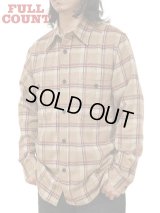 【 FULLCOUNT（フルカウント） 】　ウールシャギーワークシャツ　[ Wool Shaggy Check Work Shirt ] [ Beige ]