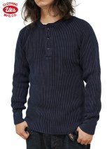 【 UES（ウエス） 】 インディゴビッグワッフルヘンリーネックTシャツ [ Henley Neck Thermal ] [ Indigo ]