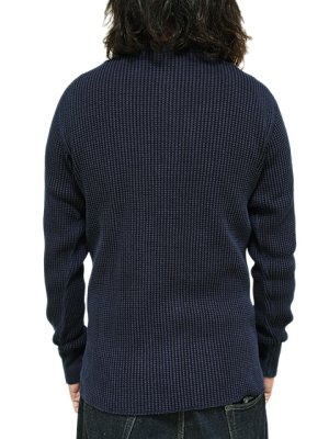 画像2: 【 UES（ウエス） 】 インディゴビッグワッフルクルーネックTシャツ [ Crew Neck Thermal ] [ Indigo ]