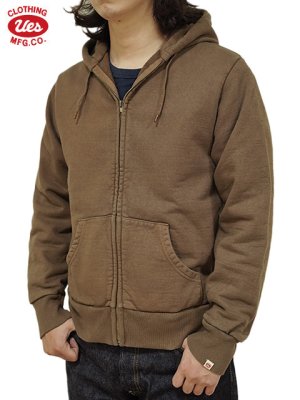 画像1: 【UES（ウエス） 】　スウェットZIPパーカー　[ Zip Sweat Parka ] [ BROWN ]