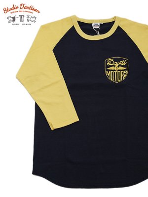画像1: 【 STUDIO D'ARTISAN（ステュディオダルチザン） 】 ラグラン7分袖Tシャツ [ DARTI MOTORS ] [  NAVY x YELLOW ] 【 メール便可 】