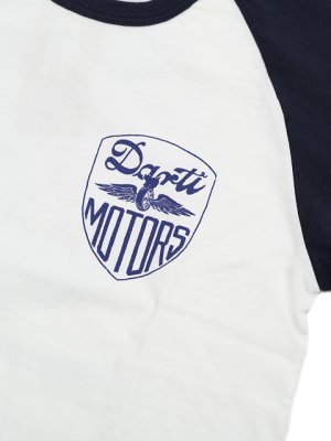 画像4: 【 STUDIO D'ARTISAN（ステュディオダルチザン） 】 ラグラン7分袖Tシャツ [ DARTI MOTORS ] [ WHITE x NAVY ] 【 メール便可 】