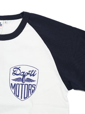 画像5: 【 STUDIO D'ARTISAN（ステュディオダルチザン） 】 ラグラン7分袖Tシャツ [ DARTI MOTORS ] [ WHITE x NAVY ] 【 メール便可 】