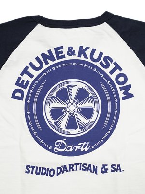 画像6: 【 STUDIO D'ARTISAN（ステュディオダルチザン） 】 ラグラン7分袖Tシャツ [ DARTI MOTORS ] [ WHITE x NAVY ] 【 メール便可 】