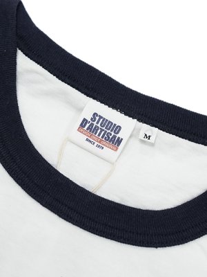 画像7: 【 STUDIO D'ARTISAN（ステュディオダルチザン） 】 ラグラン7分袖Tシャツ [ DARTI MOTORS ] [ WHITE x NAVY ] 【 メール便可 】