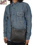 【 メール便可 】 【 Y'2 LEATHER（ワイツーレザー） 】　ホースハイドサコッシュ [ Natural Scar Horse ] [ 馬革 ] [ BLACK (茶芯) ]