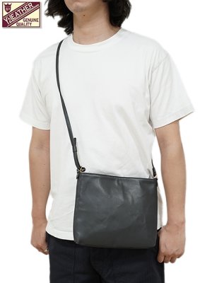 画像1: 【 Y'2 LEATHER（ワイツーレザー） 】　ホースハイドサコッシュ [ Natural Scar Horse ] [ 馬革 ] [ GRAY ] 【 メール便可 】