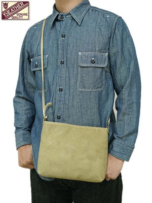 画像1: 【 Y'2 LEATHER（ワイツーレザー） 】　ホースハイドサコッシュ [ Natural Scar Horse Roughout ] [ 馬革 ] [ KHAKI ] 【 メール便可 】