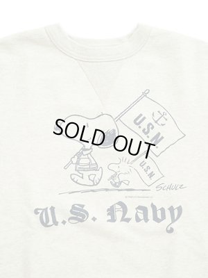 画像4: 【 BUZZ RICKSON'S × PEANUTS（バズリクソンズ × ピーナッツ） 】 スヌーピーセットインクルースウェット SNOOPY SET-IN CREW SWEAT [ U.S.NAVY ] [ OATMEAL ]