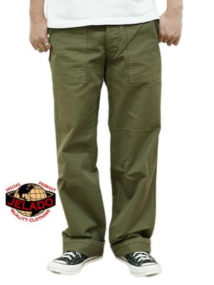 画像1: 【 JELADO（ジェラード） 】　ヘリンボーンベイカーパンツ [ CM47 HBT Baker Pants ] [ Olive ]