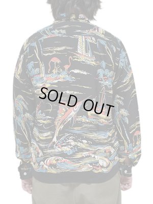 画像2: 【 DUKE KAHANAMOKU（デュークカハナモク） 】　長袖アロハシャツ　[ FISHING BOAT ] [ BLACK ]