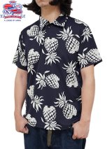 【 DUKE KAHANAMOKU（デュークカハナモク） 】　半袖ハワイアンポロシャツ [ DUKE'S PINEAPPLE ] [ COOLMAX ] [ NAVY ]【 メール便可 】