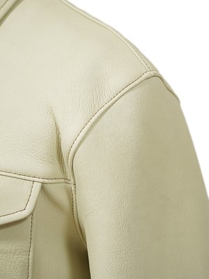 画像6: 【 Y'2 LEATHER（ワイツーレザー） 】　Deer Skin Shirts Jacket [ Deer Skin (鹿革) ] [ Cream ]