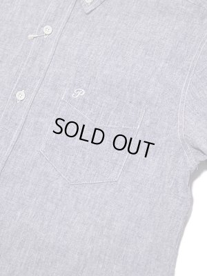 画像4: 【 Pherrow's（フェローズ） 】 七分袖コットンリネンシャンブレーボタンダウンシャツ [ PURPLE ]