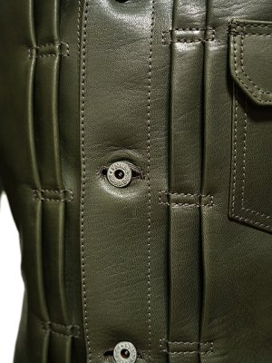 画像12: 【 Y'2 LEATHER（ワイツーレザー） 】　エコホースGジャン1stタイプジャケット　[ 馬革 ] [ OLIVE ]