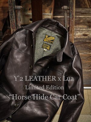 画像2: 【 予約商品 (12月予定) 】 【 LUA × Y'2 LEATHER（ルア×ワイツーレザー） 】 　ルア別注エコホースカーコート [ エコホース（茶芯） ]　[ Lot.15 ]　【 限定モデル 】