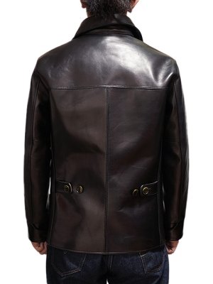 画像4: 【 予約商品 (12月予定) 】 【 LUA × Y'2 LEATHER（ルア×ワイツーレザー） 】 　ルア別注エコホースカーコート [ エコホース（茶芯） ]　[ Lot.15 ]　【 限定モデル 】