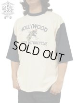 【 GYPSY & SONS（ジプシー&サンズ） 】　プリント5分袖T-Shirts　[ TWO TONE 5/S TEE ] [ MOTO ] [ IVORY x NAVY ] 【 メール便可 】