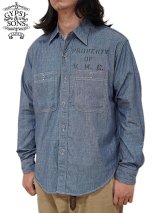 【 GYPSY & SONS（ジプシー&サンズ） 】　シャンブレーワークシャツ 　[ 5oz CHAMBRAY WORK SHIRTS ] [ BLUE ] [ One Wash ]
