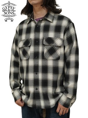 画像1: 【 GYPSY & SONS（ジプシー&サンズ） 】　オンブレーチェックシャツ 　[ HERRINGBONE OMBRE CHECK SHIRTS ] [ OFF x BLACK ]