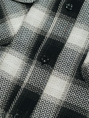画像6: 【 GYPSY & SONS（ジプシー&サンズ） 】　オンブレーチェックシャツ 　[ HERRINGBONE OMBRE CHECK SHIRTS ] [ OFF x BLACK ]