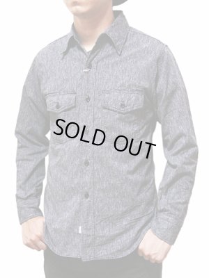 画像2: 【 HEAD LIGHT（ヘッドライト） 】　長袖チェーン刺繍カスタム杢シャンブレーワークシャツ　[ Covert Work Shirt ]