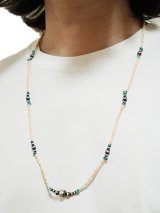 【 Indian Jewelry（インディアン ジュエリー） 】 ナバホビーズネックレス [ Navajo Silver x  Turquoise x White Shell ] [ 72cm ] 【 メール便可 】