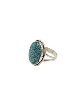【 Indian Jewelry（インディアン ジュエリー） 】 ターコイズリング [ Navajo Silver Ring ] [ Kingman Turquois ( キングマンターコイズ ) ] [ 17号 ]