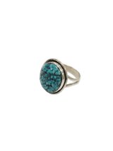 【 Indian Jewelry（インディアン ジュエリー） 】 ターコイズリング [ Navajo Silver Ring ] [ Kingman Turquois ( キングマンターコイズ ) ] [ 19号 ]