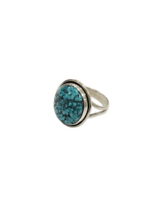 画像1: 【 Indian Jewelry（インディアン ジュエリー） 】 ターコイズリング [ Navajo Silver Ring ] [ Kingman Turquois ( キングマンターコイズ ) ] [ 19号 ]