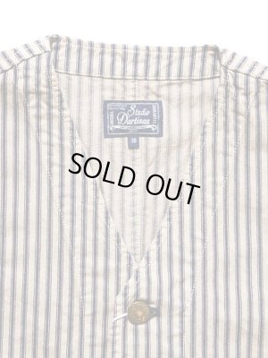 画像3: 【STUDIO D'ARTISAN（ステュディオダルチザン） 】 インディゴストライプワークベスト[ MR. RAIL ROAD ] 