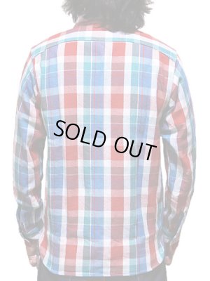 画像2: 【 Pherrow's（フェローズ） 】 ヘビーウェイトフランネルチェックシャツ  [ レッド×サックス ]