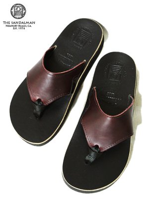 画像1: 【 THE SANDALMAN（ザ・サンダルマン） 】 ホーウィンクロムエクセルレザーサンダル [ Burgundy x Black ] [ BEACH WIDE ] [ Lua別注モデル ] [ Made In USA ]