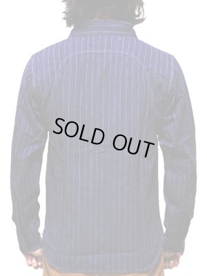 画像2: 【 Pherrow's（フェローズ） 】 杢ストライプラウンドヨークワークシャツ [ NAVY ]