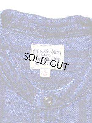 画像4: 【 Pherrow's（フェローズ） 】　インディゴストライプバンドカラーシャツ　[  Band Coller Shirts ]