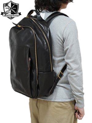 画像1: 【 INCEPTION（インセプション） 】　ホースハイドバックパック [ Horse Hide Back Pack ] [ 馬革 茶芯 ] [ BLACK ]