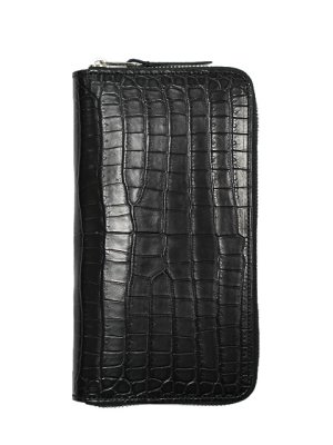 画像2: 【 ITUAIS (イトゥアイス)  】　 ポロサスクロコラウンドジップウォレット [ CROCODILE POROSUS Round Zip Long Wallet ] [ Black ]