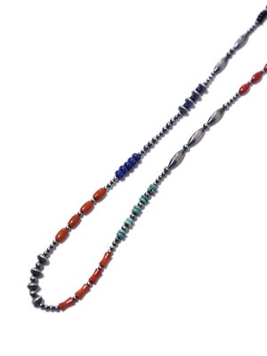 画像3: 【 Indian Jewelry（インディアン ジュエリー） 】 ナバホビーズネックレス [ Navajo Silver x  Turquoise x Coral x Lapislazuli x Onyx ] [ 63cm ] 【 メール便可 】
