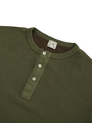 画像3: 【 Loop & Weft（ループアンドウエフト） 】　ダブルフェイスヘックスハニカムヘンリーネックサーマル　[ DOUBLE FACE HEX HONEYCOMB HENLEYNECK THERMAL ] [ Army Olive ] 【 メール便可 】