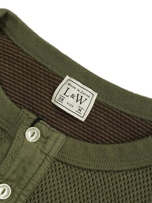 画像4: 【 Loop & Weft（ループアンドウエフト） 】　ダブルフェイスヘックスハニカムヘンリーネックサーマル　[ DOUBLE FACE HEX HONEYCOMB HENLEYNECK THERMAL ] [ Army Olive ] 【 メール便可 】