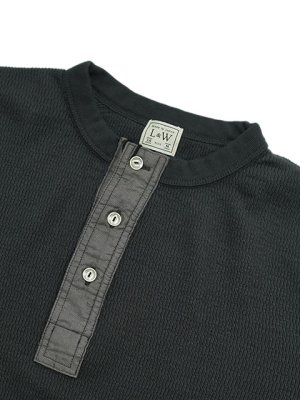 画像3: 【 Loop & Weft（ループアンドウエフト） 】　スーピマハニカムヘンリーネックサーマル　[ Supima Long Honeycomb Thermal Henley ] [ Antique Black ] 【 メール便可 】