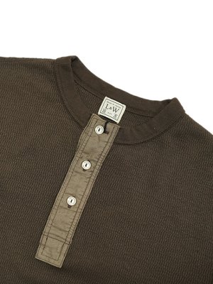 画像3: 【 Loop & Weft（ループアンドウエフト） 】　スーピマハニカムヘンリーネックサーマル　[ Supima Long Honeycomb Thermal Henley ] [ Oak Brown ] 【 メール便可 】