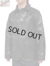 【 Y'2 LEATHER（ワイツーレザー） 】　Aniline Steer Rounded Hem Car Coat [ Aniline Steer (牛革 ) ] [ BLACK ]