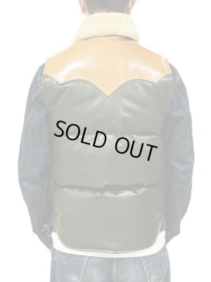 画像2: 【 Y'2 LEATHER（ワイツーレザー） 】　ムートン x ホースハイドダウンベスト [ Mouton × Oil Soft Horse ] [ Yellow x Olive ]