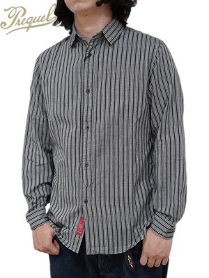 画像1: 【 PREQUEL（プリクエル） 】 クラシックストライプワークシャツ [ Classic Stripe Work Shirt ] [ Gray ]