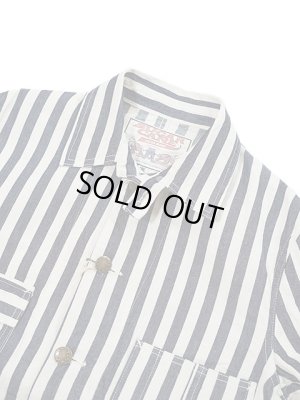 画像3: 【 HEAD LIGHT x SUGAR CANE (ヘッドライト x シュガーケーン) 】 【 7oz. 】 デッドストックヒッコリーストライプカバーオール [ NOS 7oz. 1/2" INDIGO STRIPE WORK COAT ]