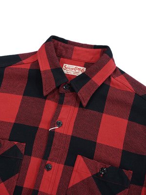 画像3: 【 SUGAR CANE（シュガーケン） 】　ツイルチェックワークシャツ [ L/S TWILL CHECK WORK SHIRT ] [ RED ]