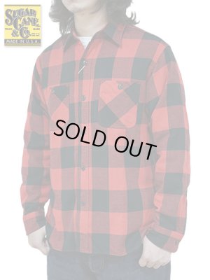 画像1: 【 SUGAR CANE（シュガーケン） 】　ツイルチェックワークシャツ [ L/S TWILL CHECK WORK SHIRT ] [ RED ]